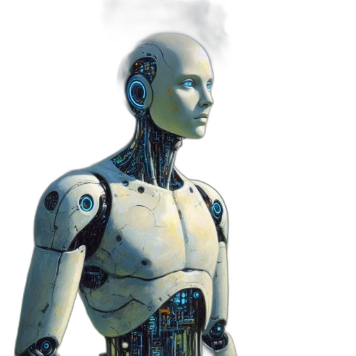 robot, cyberpunk, concept art, 3d render transparent PNG cut-out