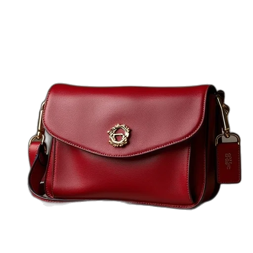 red, coach, leather, crossbody transparent PNG cut-out