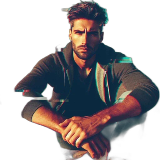 jacket, hair, weapon, face transparent PNG cut-out