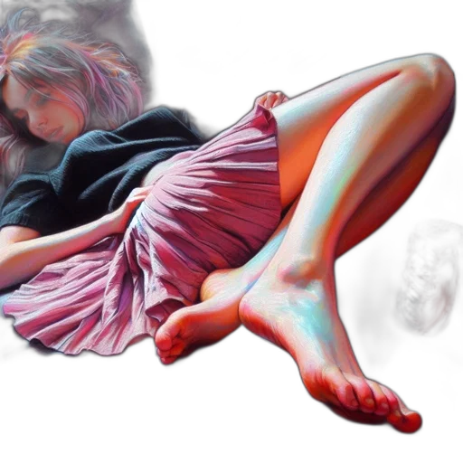 dress, photorealistic, oil painting, vaporwave transparent PNG cut-out