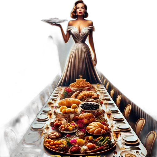 food, dress, concept art, photorealistic transparent PNG cut-out
