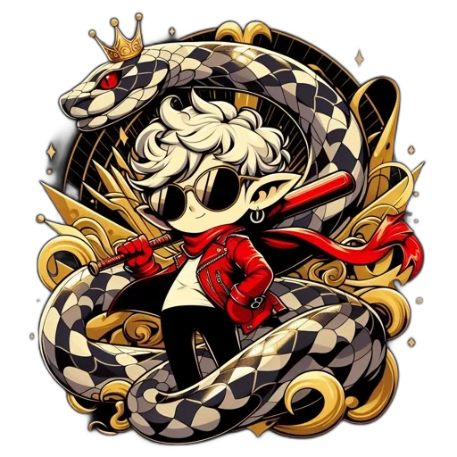 crown, staff, hair, dragon transparent PNG cut-out