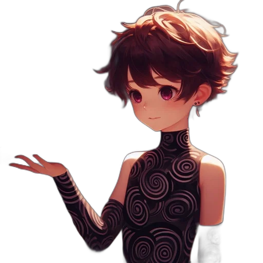 dress, mask, hair, staff transparent PNG cut-out