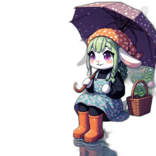 umbrella, hat, jacket, staff transparent PNG cut-out