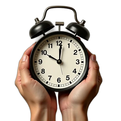 two, hands, holding, alarm transparent PNG cut-out