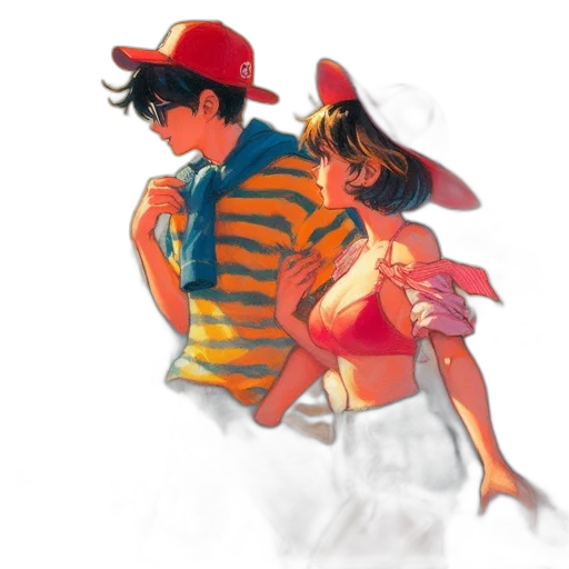 hat, jacket, watercolor, concept art transparent PNG cut-out