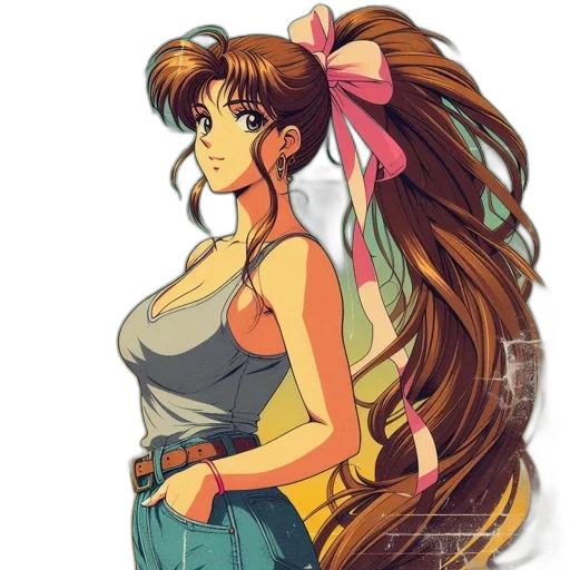 dress, anime, vaporwave, pixel art transparent PNG cut-out