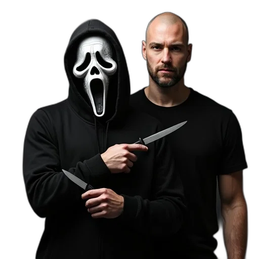 mask, weapon, staff, jacket transparent PNG cut-out