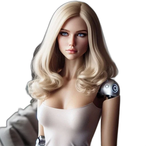 robot, dress, hair, photorealistic transparent PNG cut-out