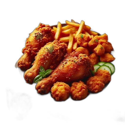 food, crown, photorealistic, 3d render transparent PNG cut-out