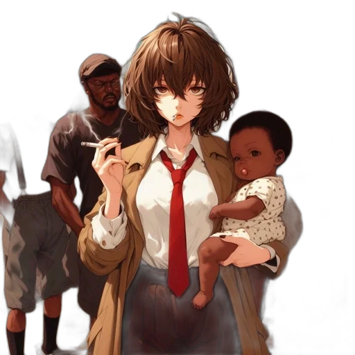 jacket, weapon, face, staff transparent PNG cut-out