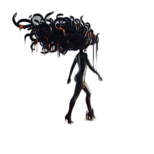 hair, creature, staff, dress transparent PNG cut-out