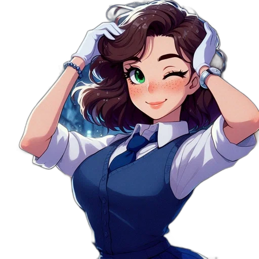 staff, dress, face, anime transparent PNG cut-out