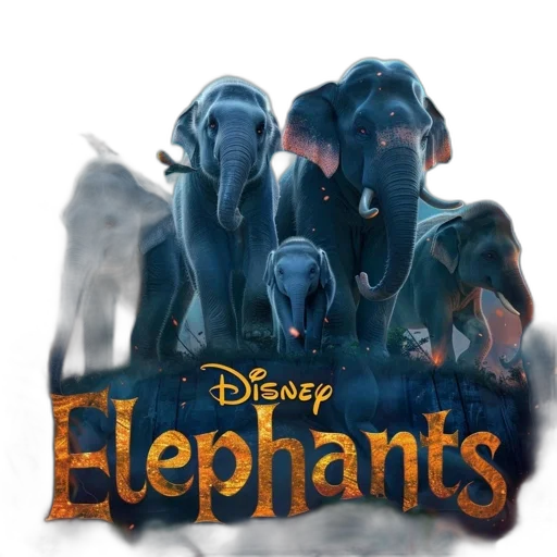 concept art, group, elephants, posed transparent PNG cut-out