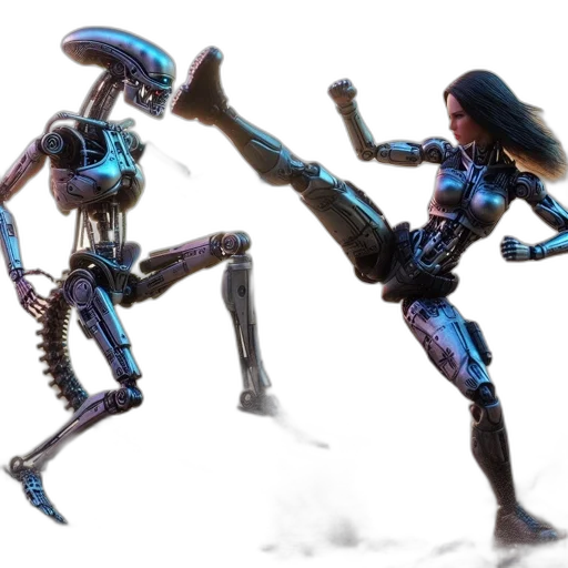 robot, concept art, cyberpunk, 3d render transparent PNG cut-out