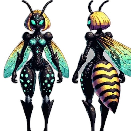 creature, concept art, 3d render, pixel art transparent PNG cut-out