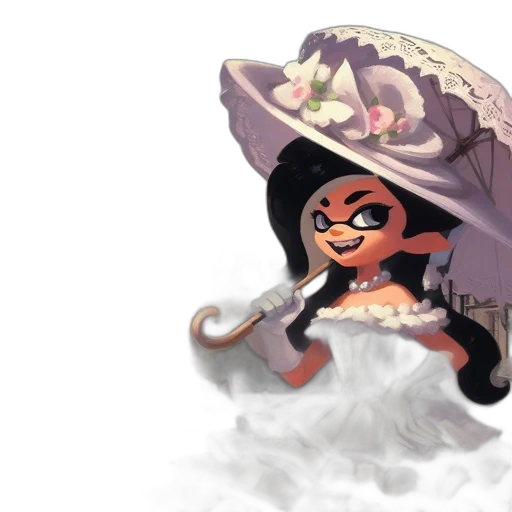 hat, umbrella, dress, staff transparent PNG cut-out