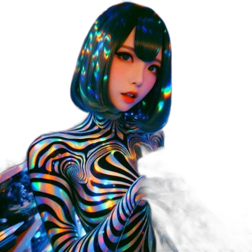 dress, robot, creature, vaporwave transparent PNG cut-out