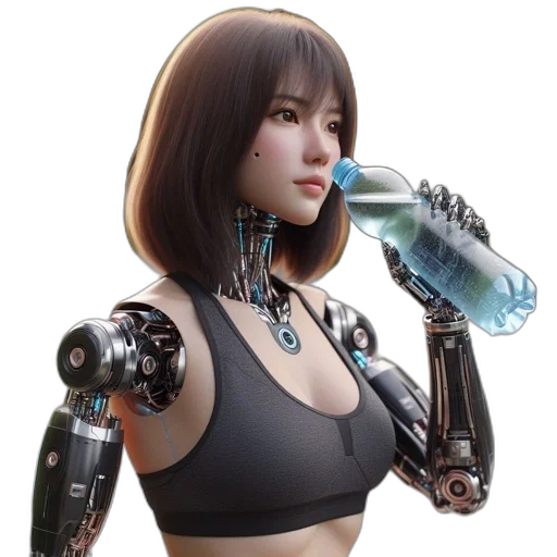 robot, cyberpunk, concept art, 3d render transparent PNG cut-out