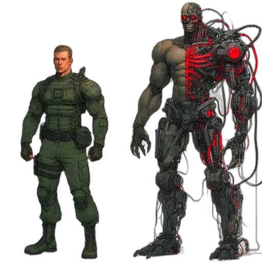 concept art, comic book art, 3d render, cyberpunk transparent PNG cut-out