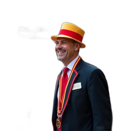 staff, hat, jacket, crown transparent PNG cut-out