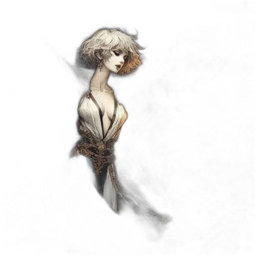 hair, staff, creature, dress transparent PNG cut-out