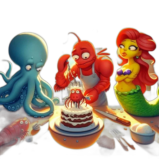 concept art, 3d render, underwater, fire transparent PNG cut-out