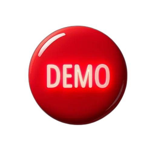 3d render, red, demo, button transparent PNG cut-out
