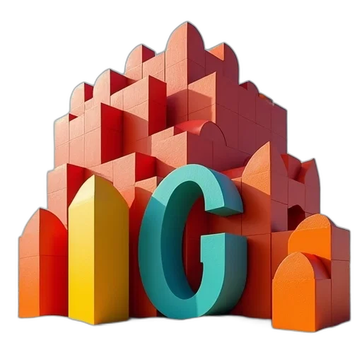 crown, 3d render, mega, bloks transparent PNG cut-out