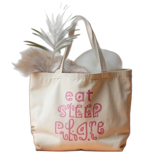 eat, sleep, play, tote transparent PNG cut-out