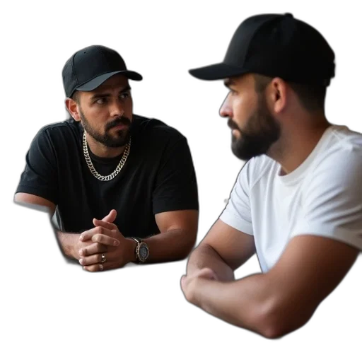 hat, man, white, shirt transparent PNG cut-out