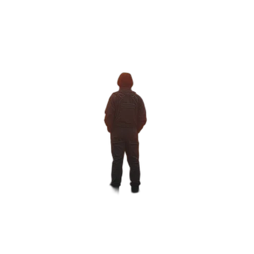 jacket, staff, robot, creature transparent PNG cut-out