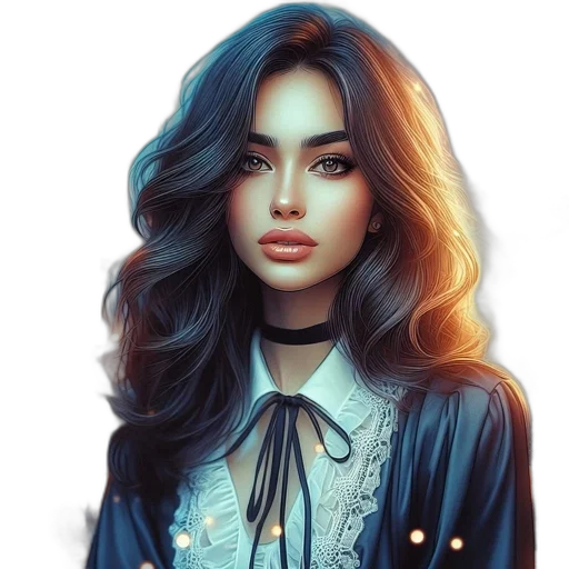 face, hair, dress, jacket transparent PNG cut-out