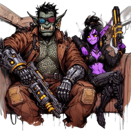 comic book art, concept art, fantasy art, cyberpunk transparent PNG cut-out