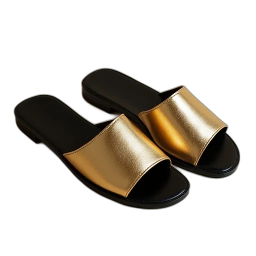 shoes, jewelry, golden, slippers transparent PNG cut-out
