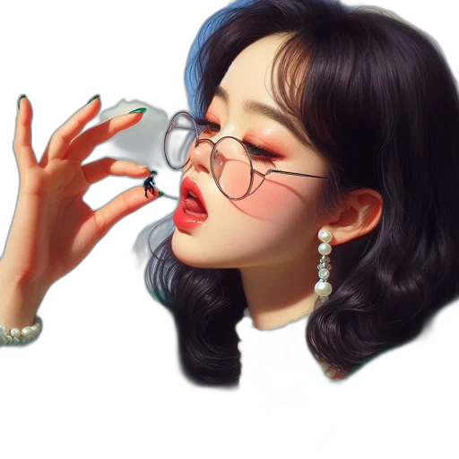 jewelry, face, photorealistic, oil painting transparent PNG cut-out