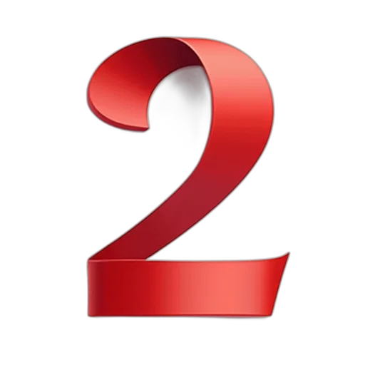 3d render, two, ribbon, letter transparent PNG cut-out