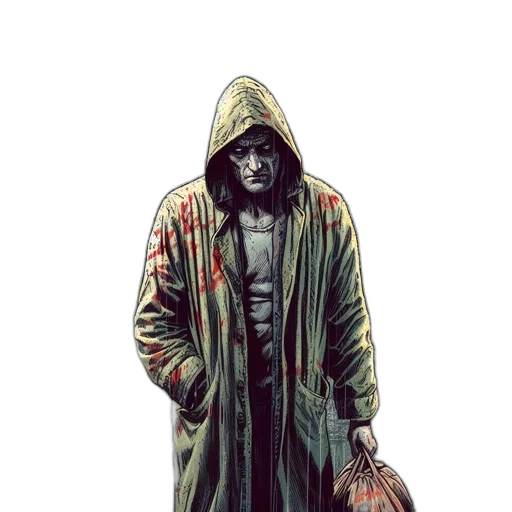 jacket, staff, concept art, comic book art transparent PNG cut-out