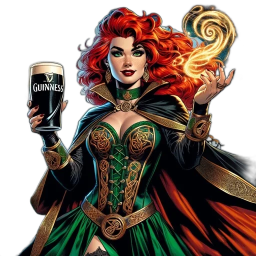 comic book art, fantasy art, woman, green transparent PNG cut-out