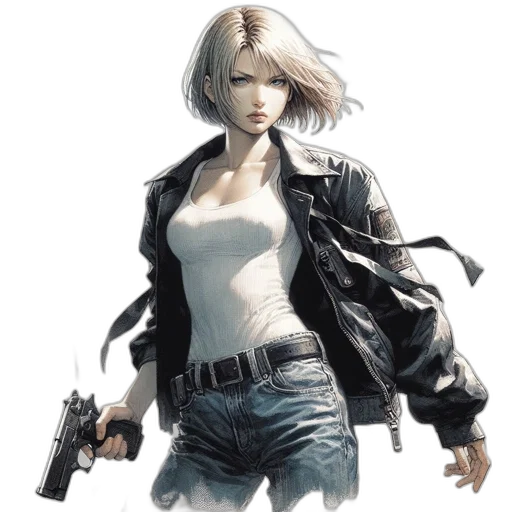 jacket, weapon, concept art, comic book art transparent PNG cut-out