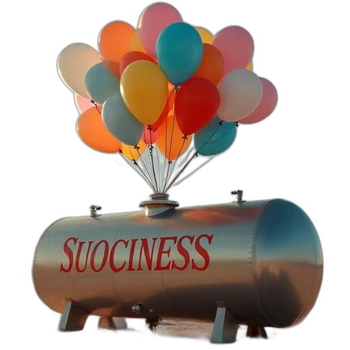 gas, tank, balloons, words transparent PNG cut-out