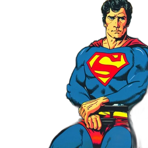 comic book art, concept art, cartoon, superman transparent PNG cut-out