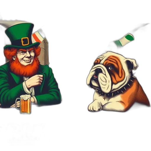 vintage, poster, leprechaun, enjoys transparent PNG cut-out
