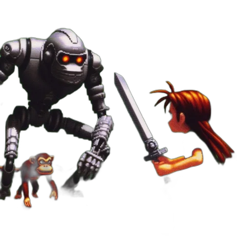 robot, weapon, concept art, pixel art transparent PNG cut-out