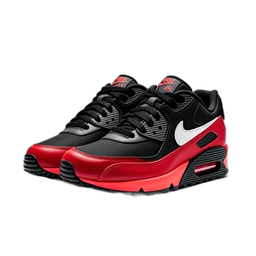 shoes, 3d render, black, red transparent PNG cut-out