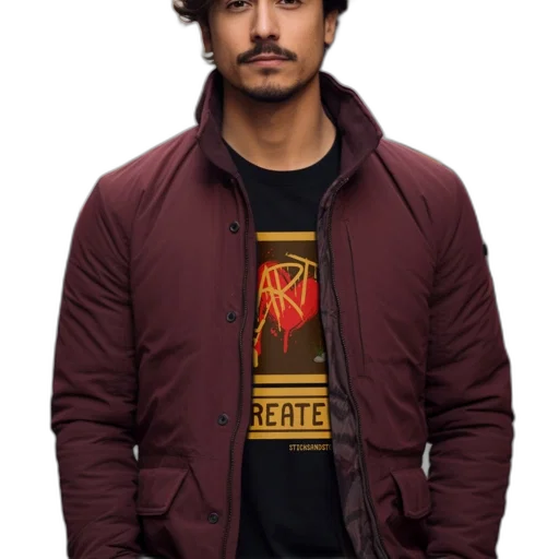 jacket, staff, face, hat transparent PNG cut-out