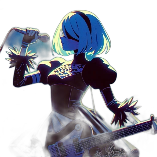 dress, robot, staff, weapon transparent PNG cut-out