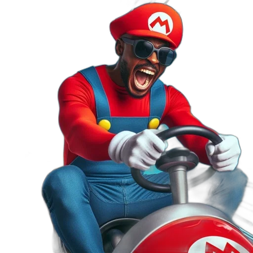 concept art, 3d render, comic book art, mario transparent PNG cut-out
