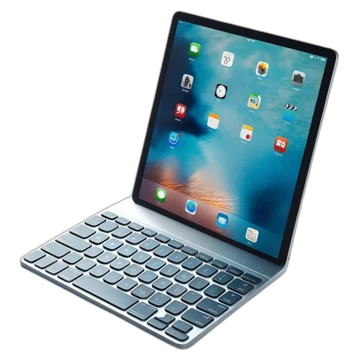 ipad, detachable, silver, qwerty transparent PNG cut-out