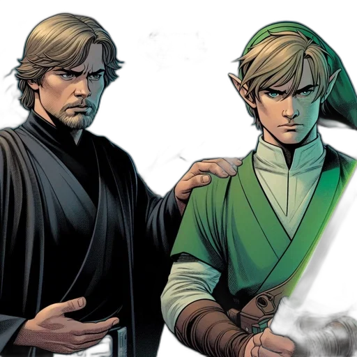 comic book art, concept art, green, two transparent PNG cut-out